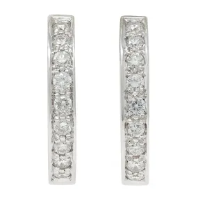 0.90 CTW Diamond 18 Karat White Gold Inside Outside 18 MM Hoop Earrings