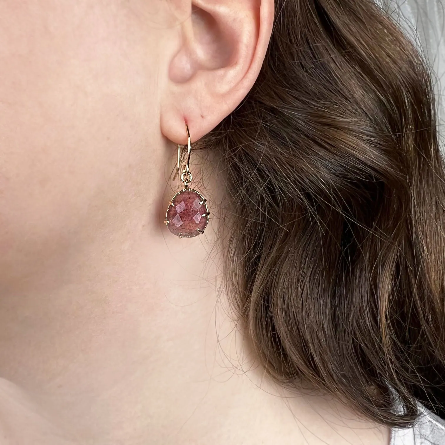 14k Cherry Quartz Earrings