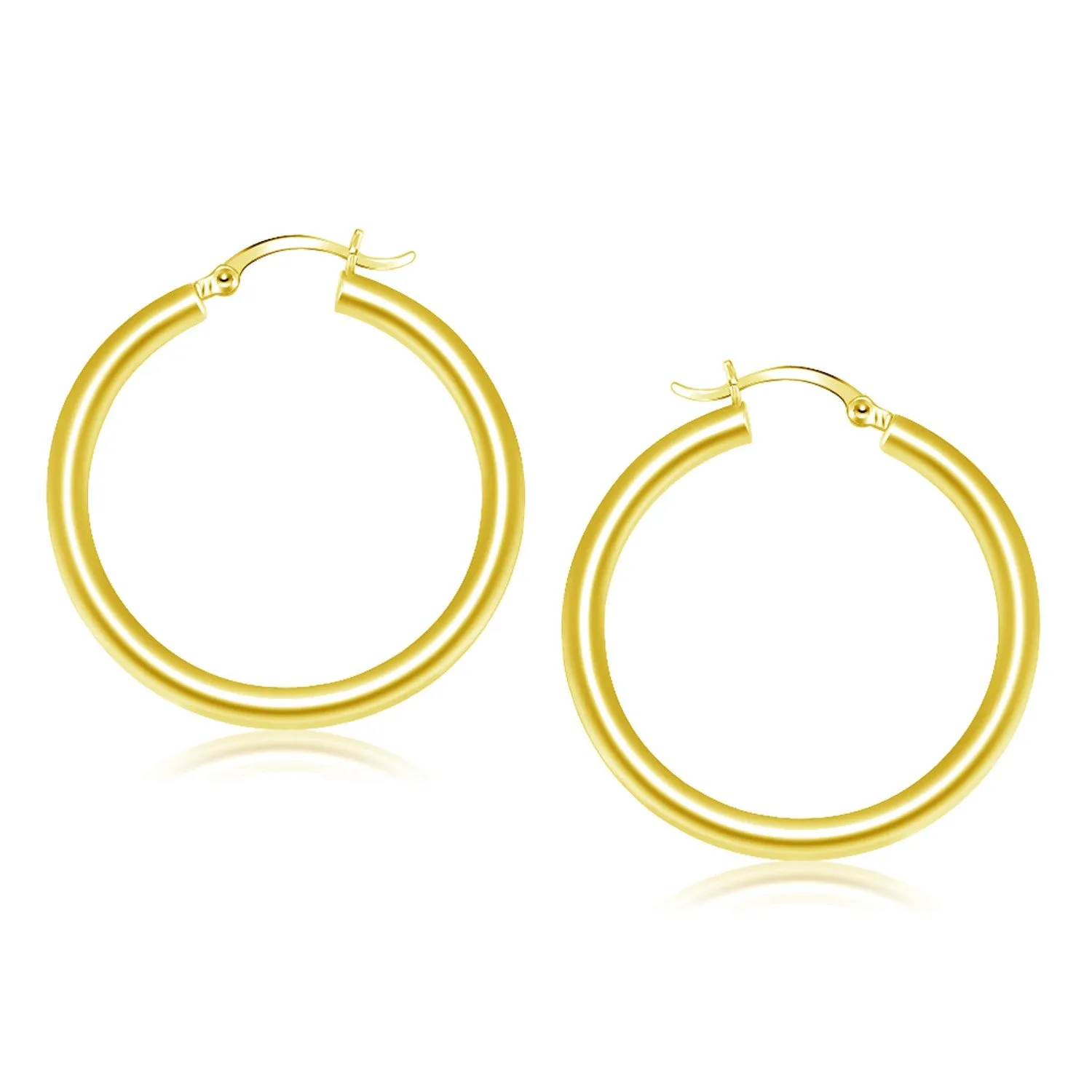 14k Yellow Gold Polished Hoop Earrings (40 mm)-rx69773