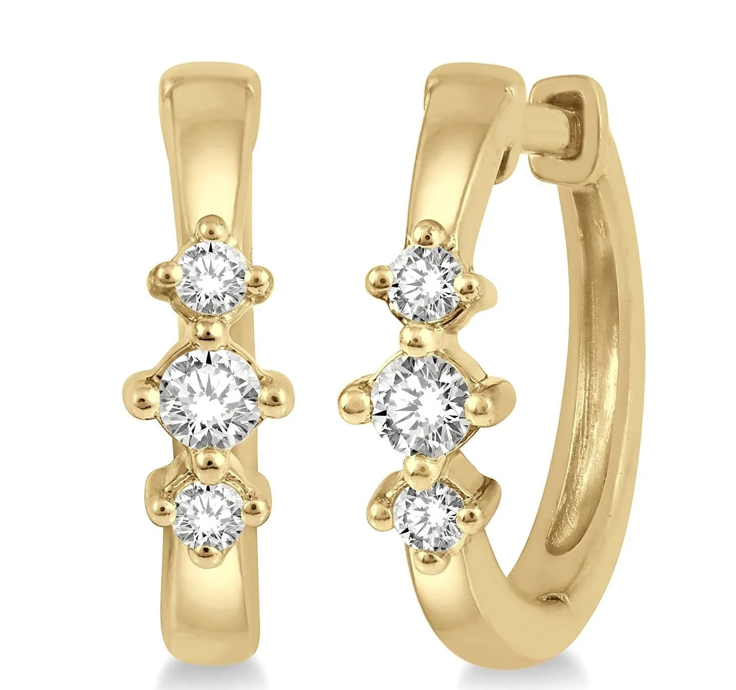 3 Stone Petite Huggie Diamond Earrings