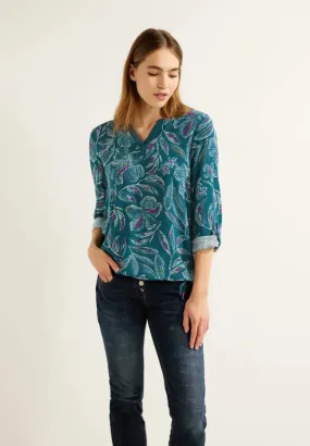 344154- Speckled Floral Multi Colour V Neck Top- Cecil