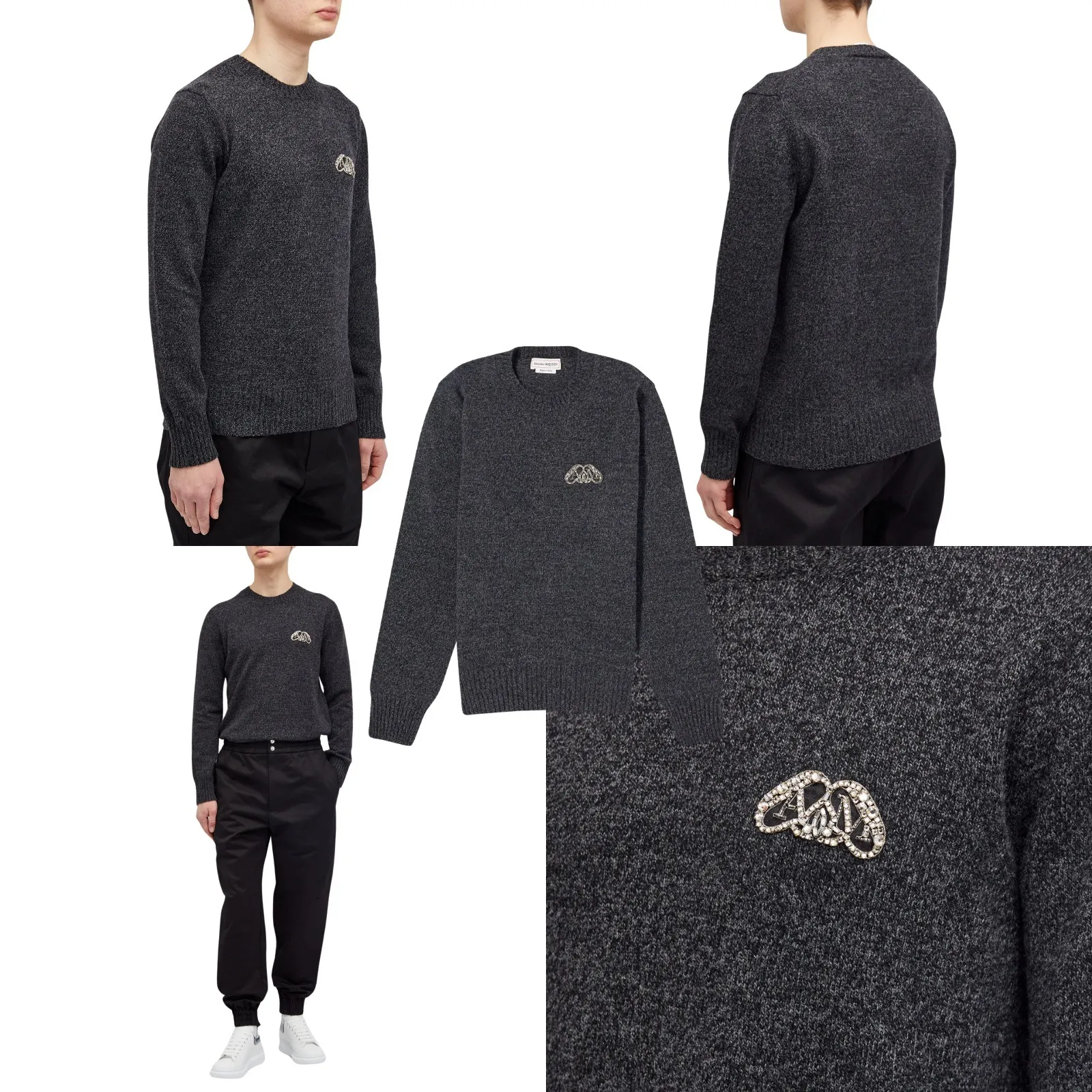 alexander mcqueen  |Crew Neck Unisex Wool Cashmere Blended Fabrics Street Style