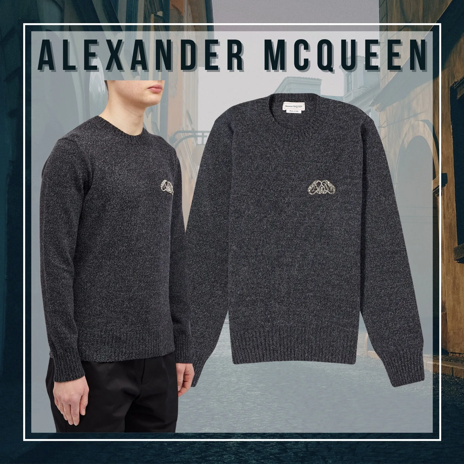 alexander mcqueen  |Crew Neck Unisex Wool Cashmere Blended Fabrics Street Style