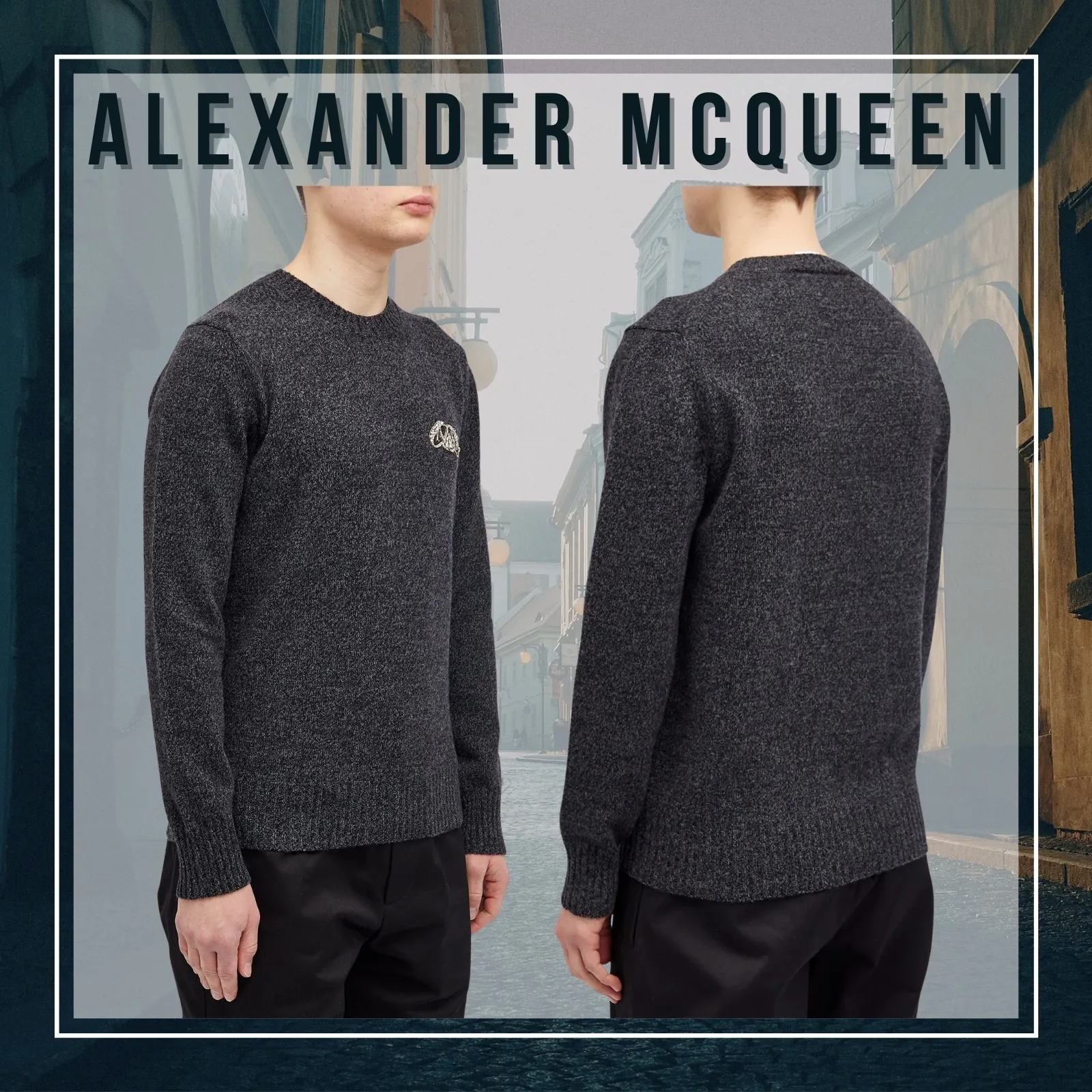 alexander mcqueen  |Crew Neck Unisex Wool Cashmere Blended Fabrics Street Style