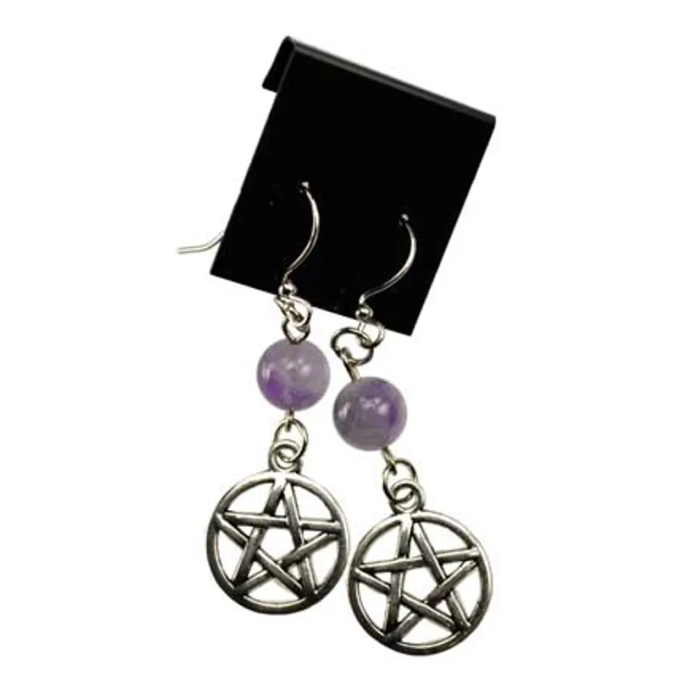 Amethyst Pentagram Earrings