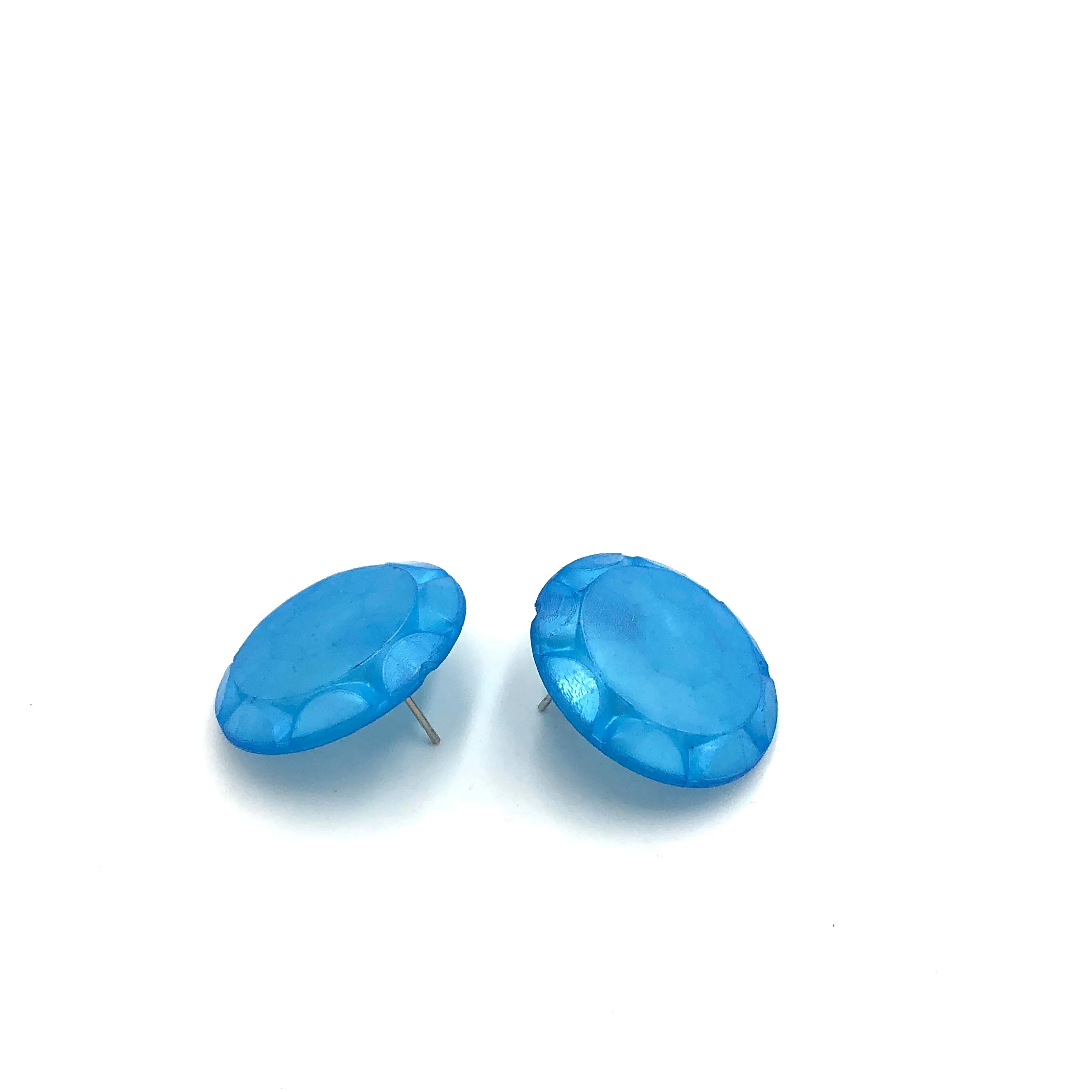 Aqua Blue Sunburst Stud Earrings