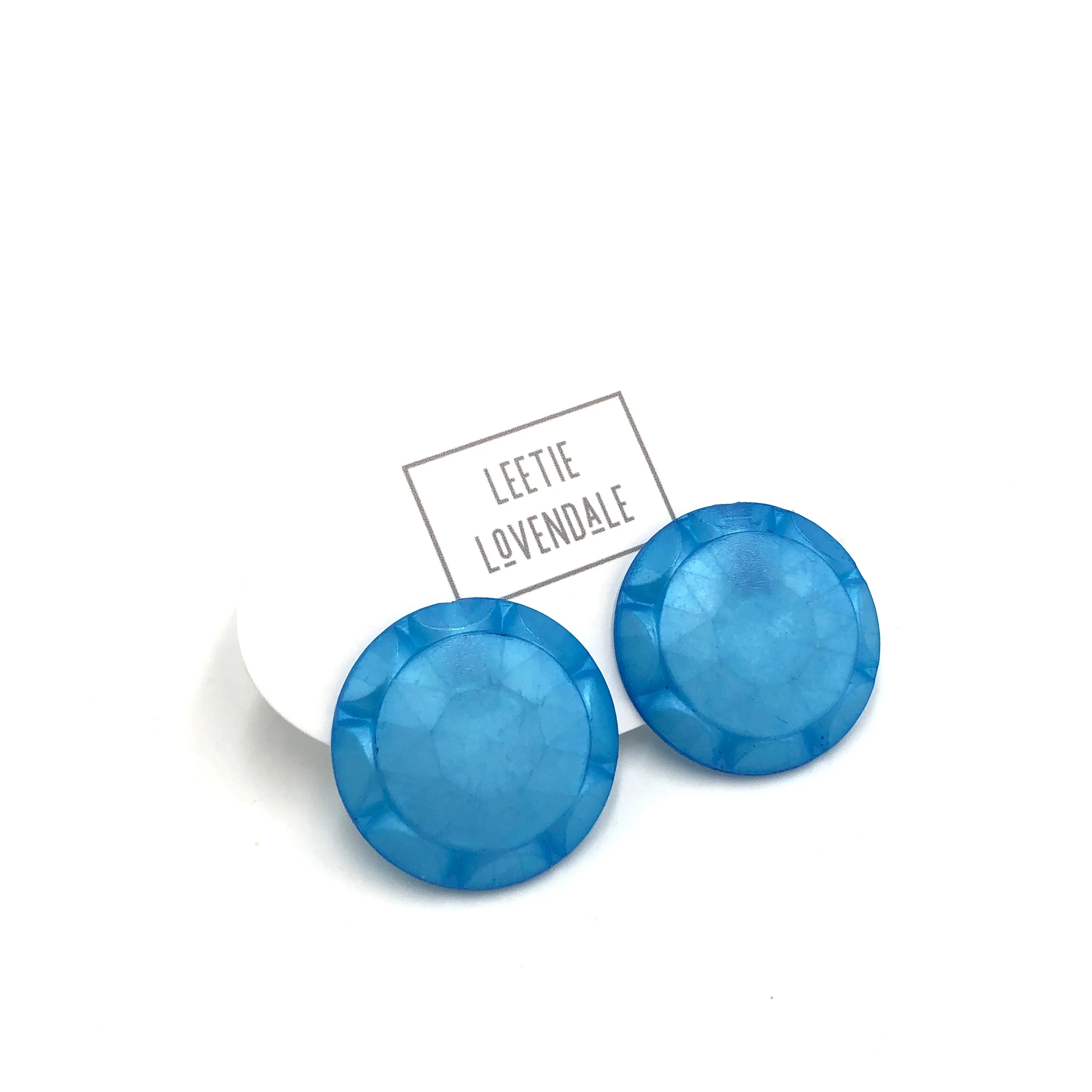 Aqua Blue Sunburst Stud Earrings