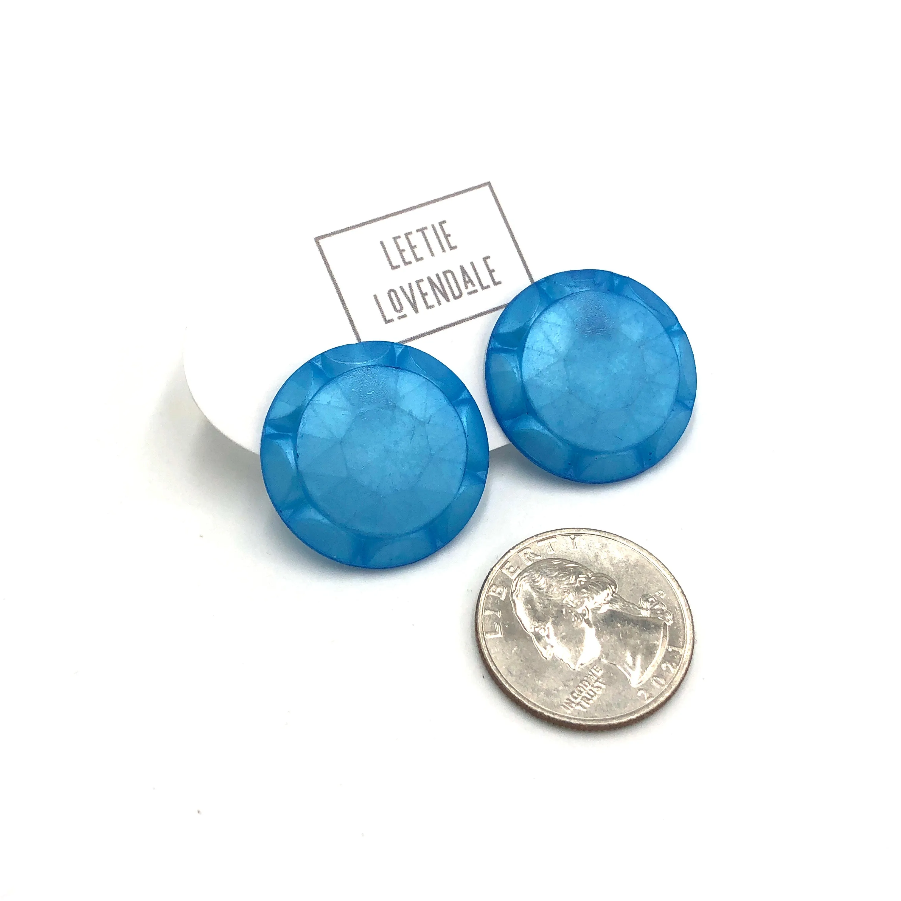 Aqua Blue Sunburst Stud Earrings