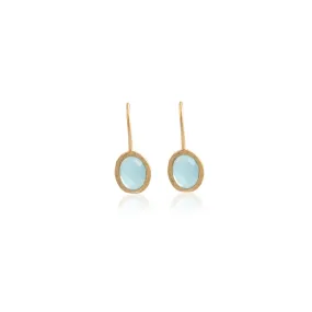 Aqua Chalcedony Bezel Drop Earrings