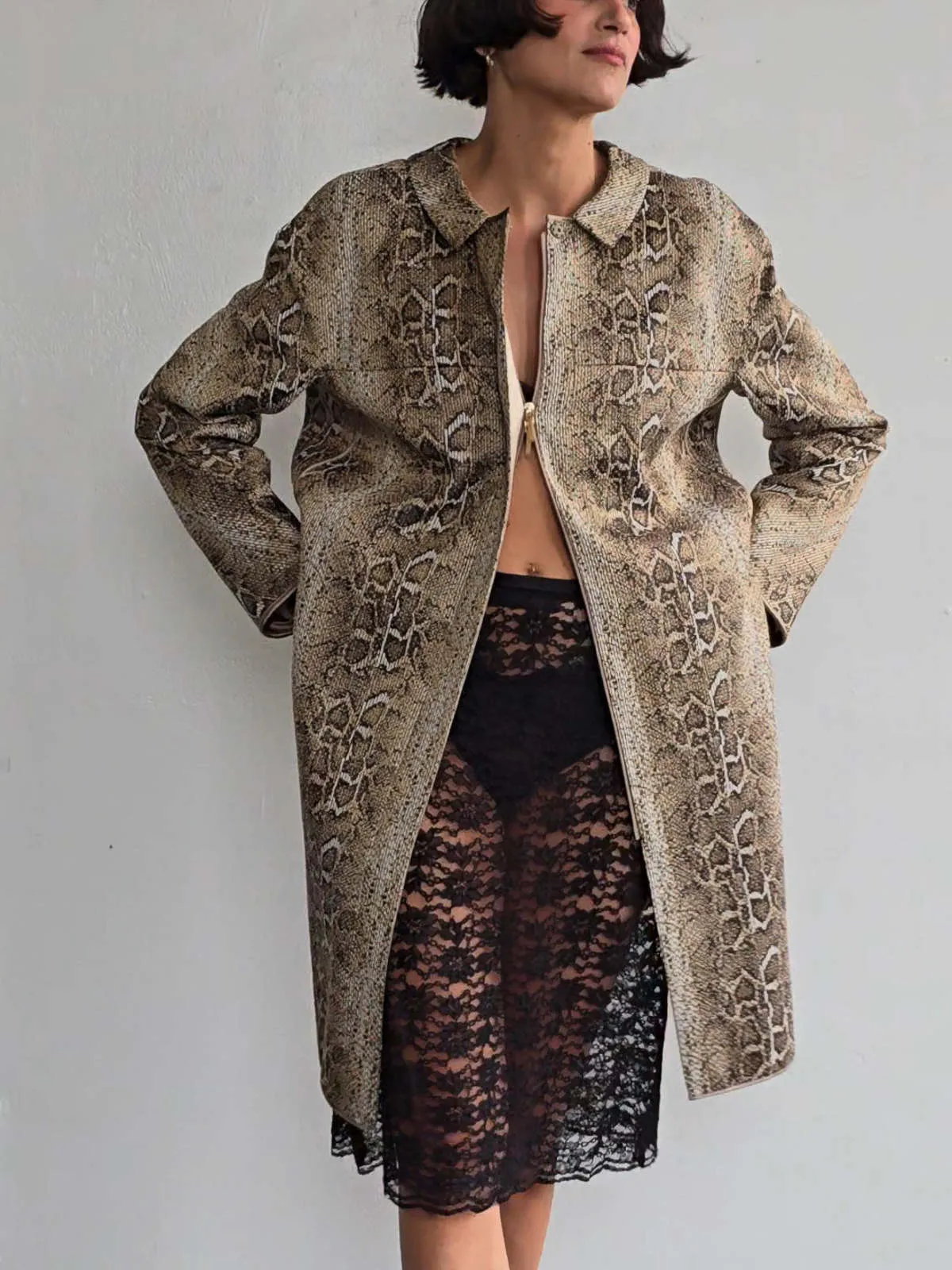 Armani Snakeskin Collared Coat - Prints