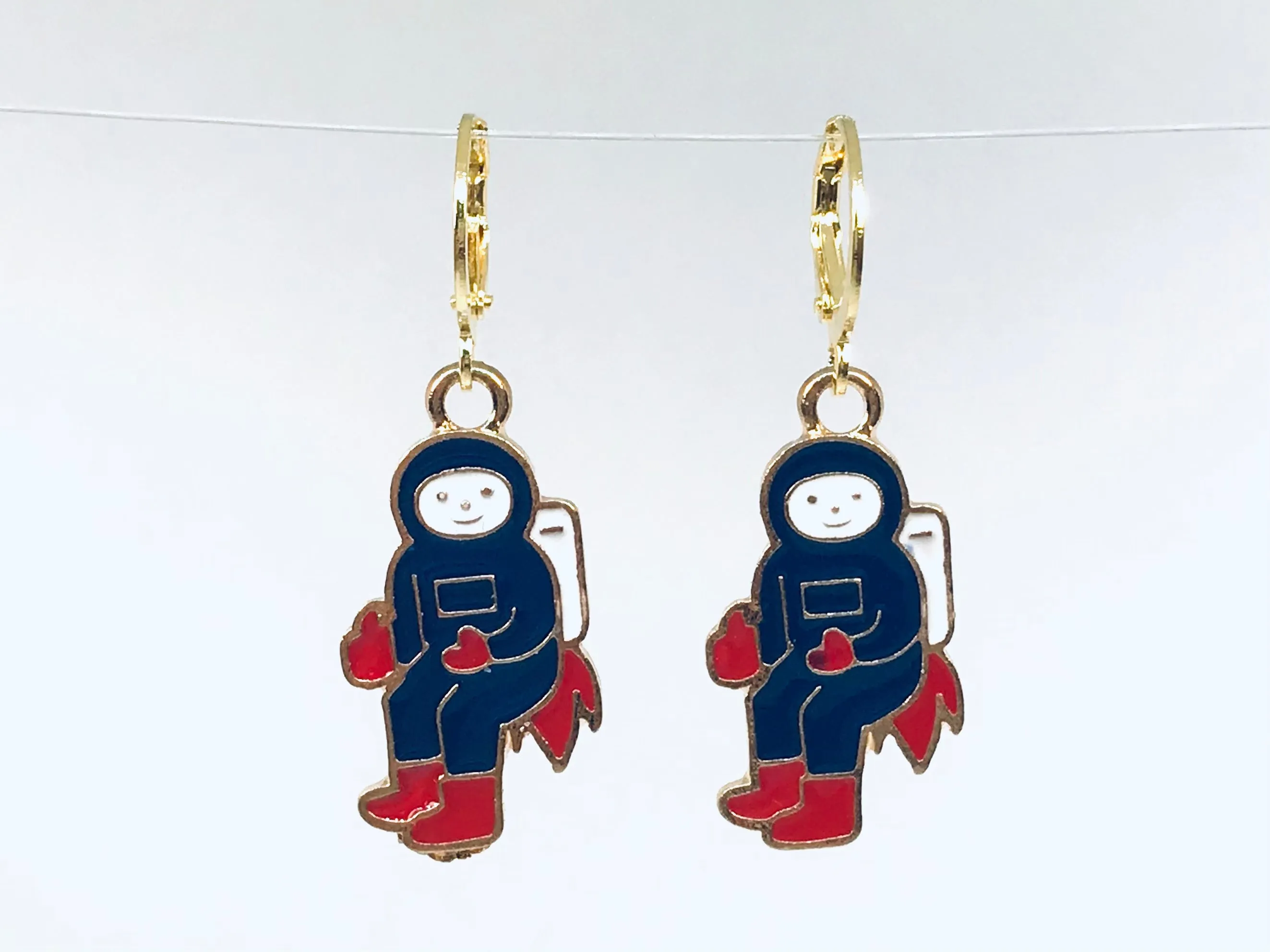 Astronaut Enamel Earrings