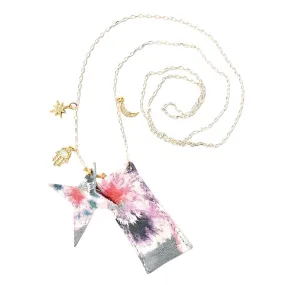 Atsuyo Et Akiko Amulet Crystal Necklace Tie-Dye Grey Flower