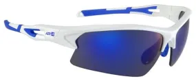 AZR Huez White Glasses - Blue Mirror Lenses