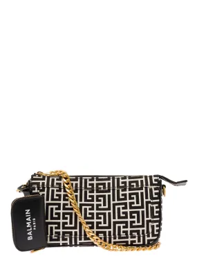 Balmain Cahin-Linked Monogram Pattern Satchel Bag