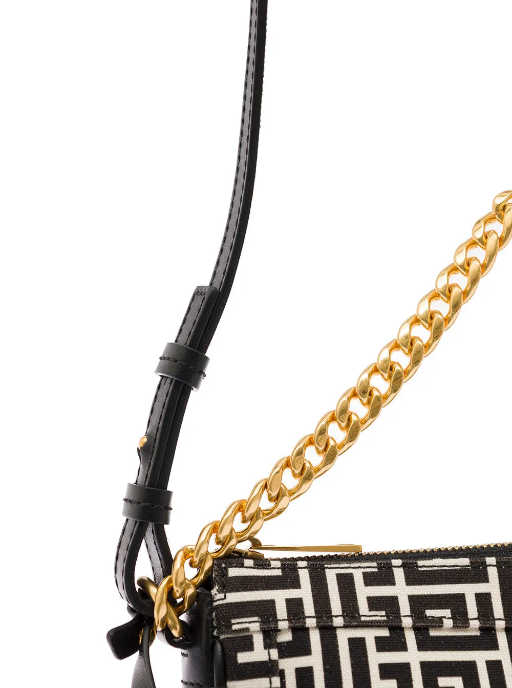 Balmain Cahin-Linked Monogram Pattern Satchel Bag