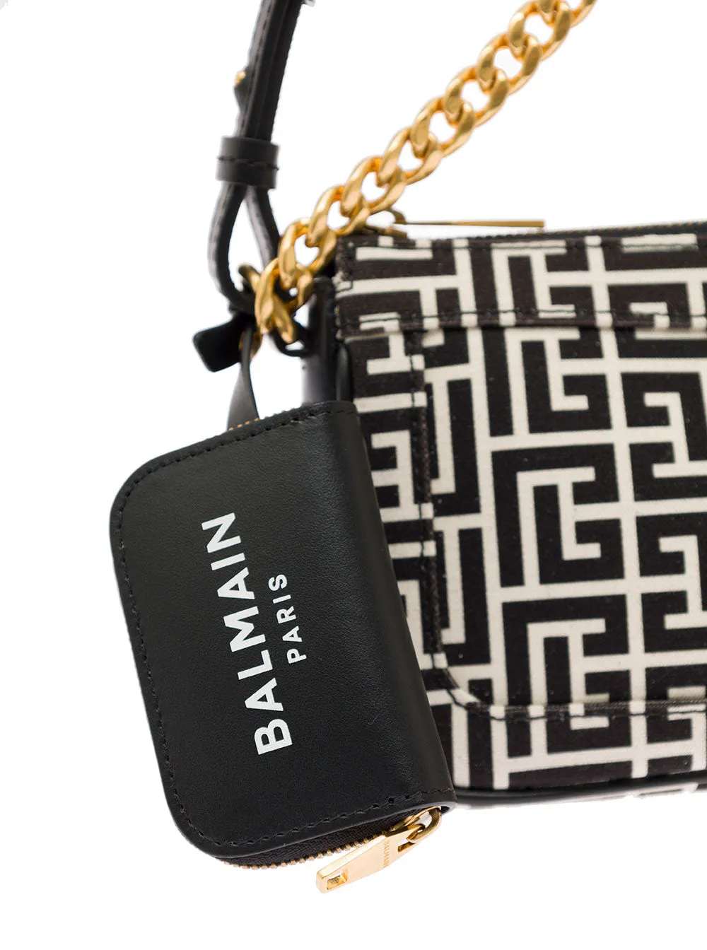 Balmain Cahin-Linked Monogram Pattern Satchel Bag