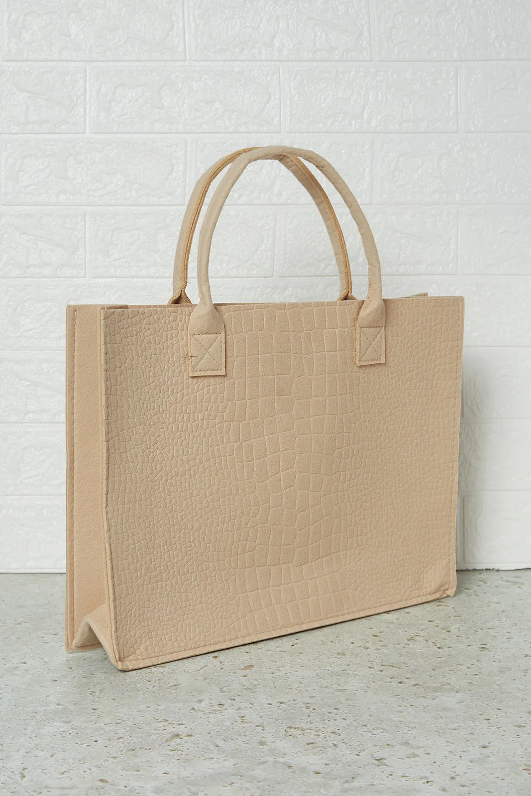 Beige Jute Shopping Bag