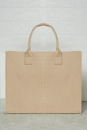 Beige Jute Shopping Bag