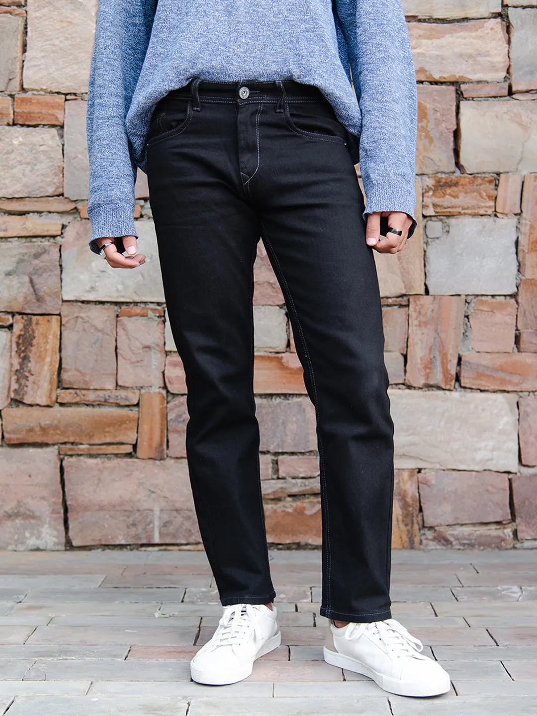 Black Ankle Fit Denim Jeans