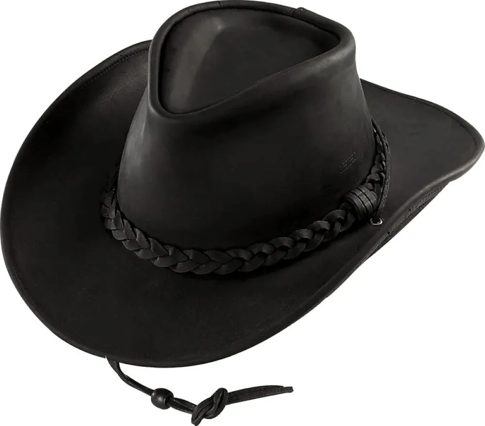 Black Leather Cowboy Hat