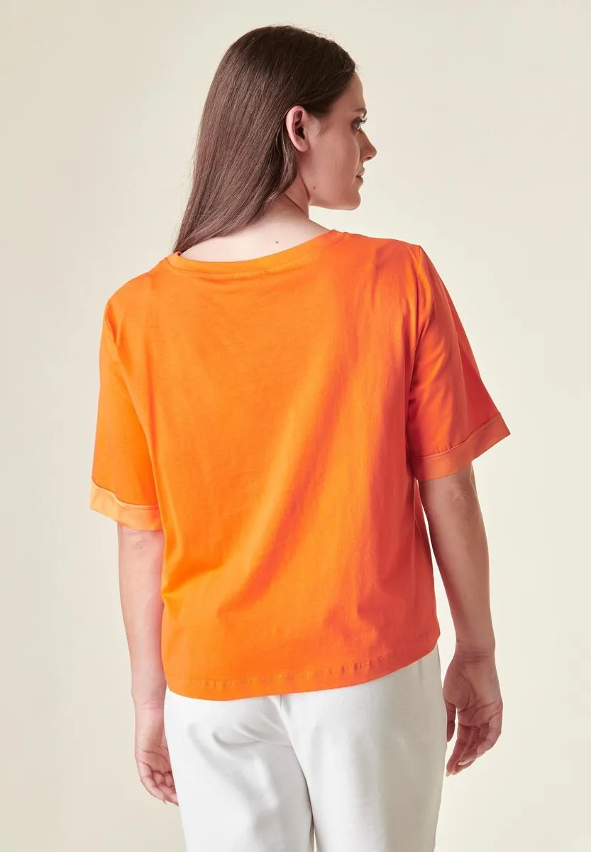 Blusa arancione raso-jersey manica corta