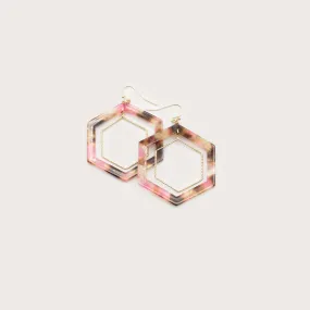 Caracol Resin Hexagonal Earrings - 2554