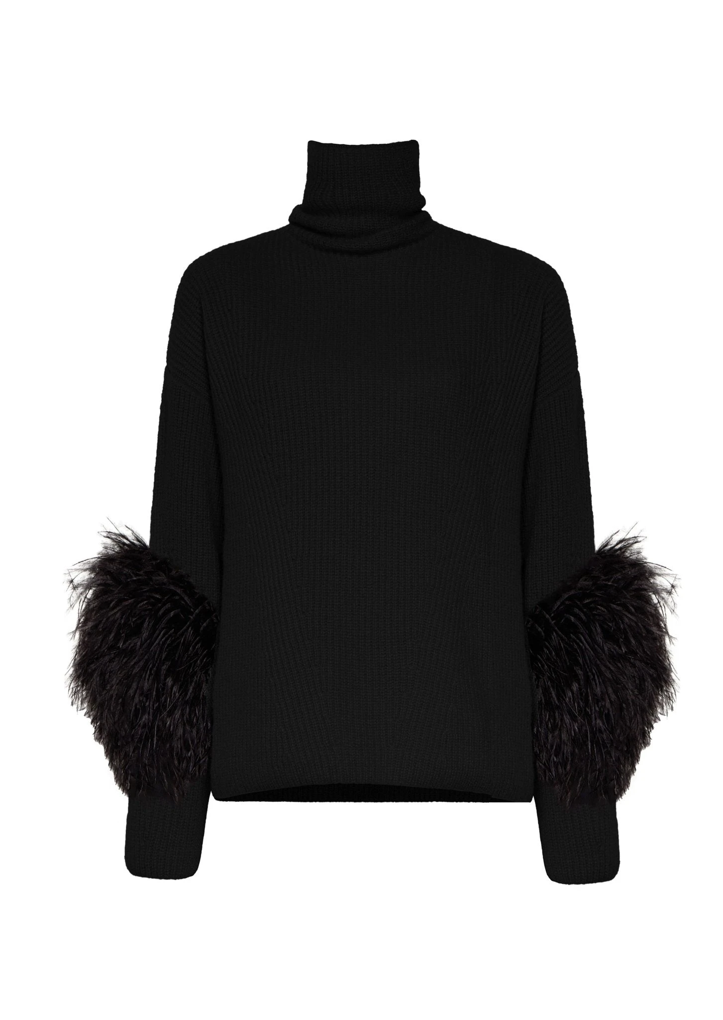 		Cashmere Silk Turtleneck With Feathers	