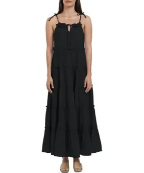 Charlie Holiday Senorita Womens Tie Front Ruffled Trim Maxi Dress