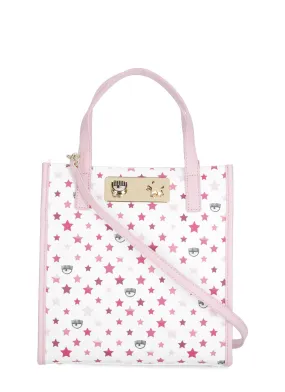 Chiara Ferragni Eyelike Plaque Printed Tote Bag