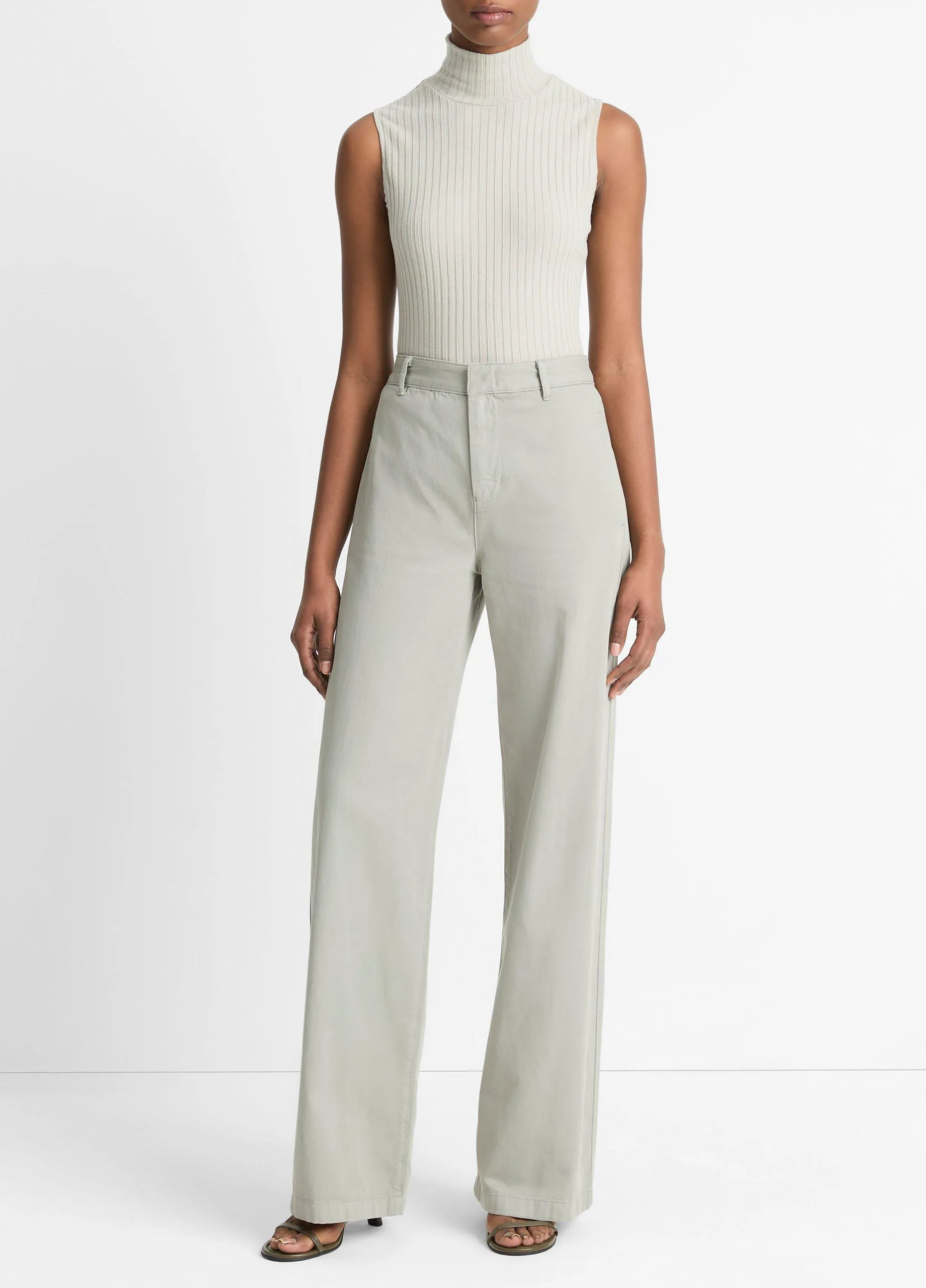 Cotton Low-Rise Wide-Leg Pant