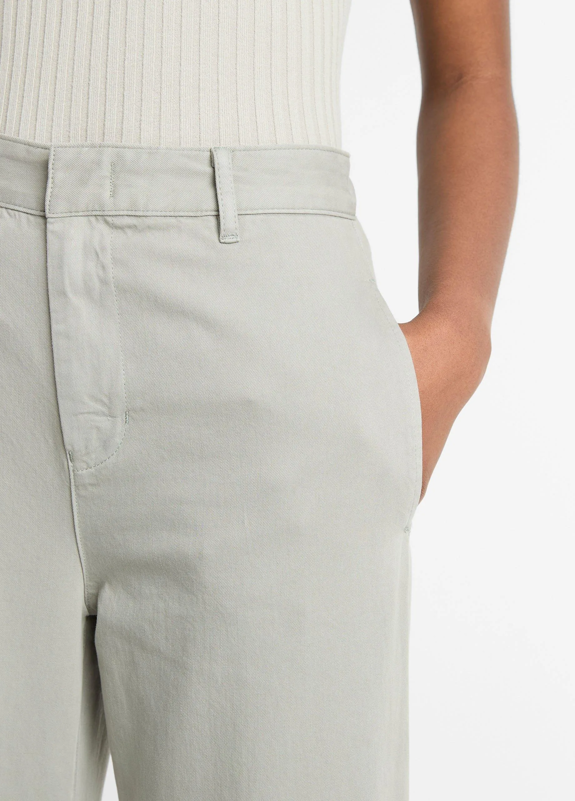 Cotton Low-Rise Wide-Leg Pant