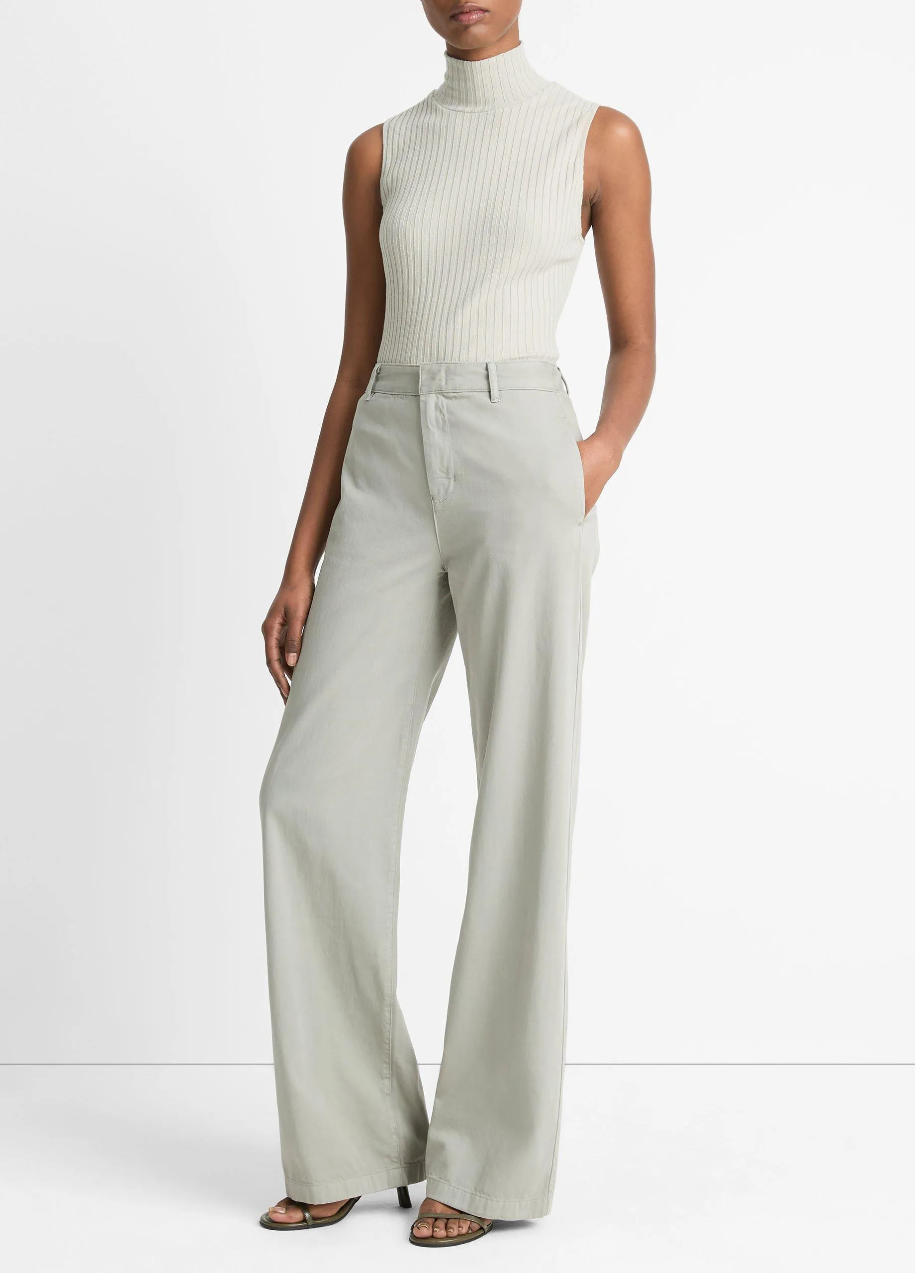 Cotton Low-Rise Wide-Leg Pant