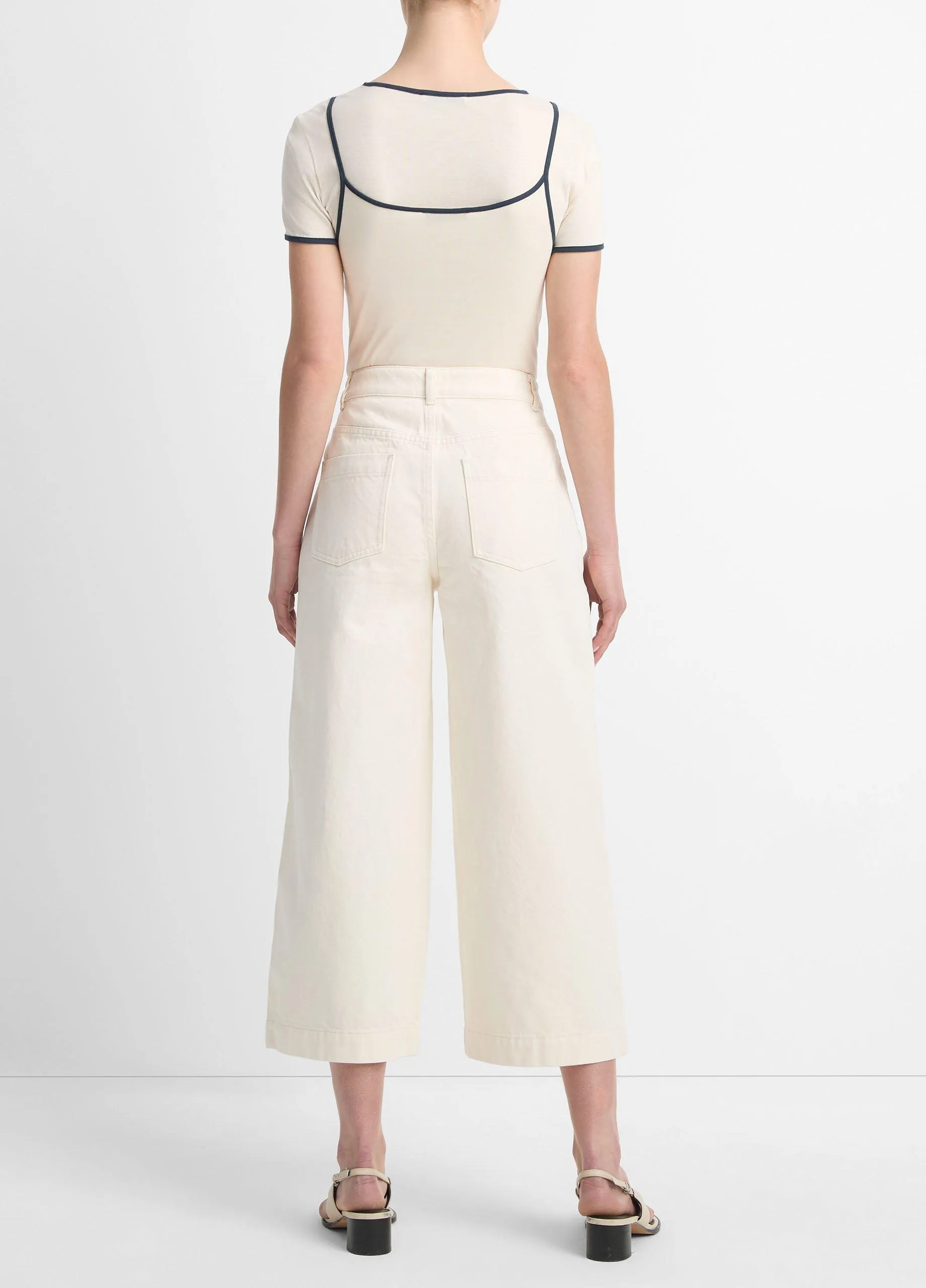 Cotton Mid-Rise Utility Wide Crop Pant