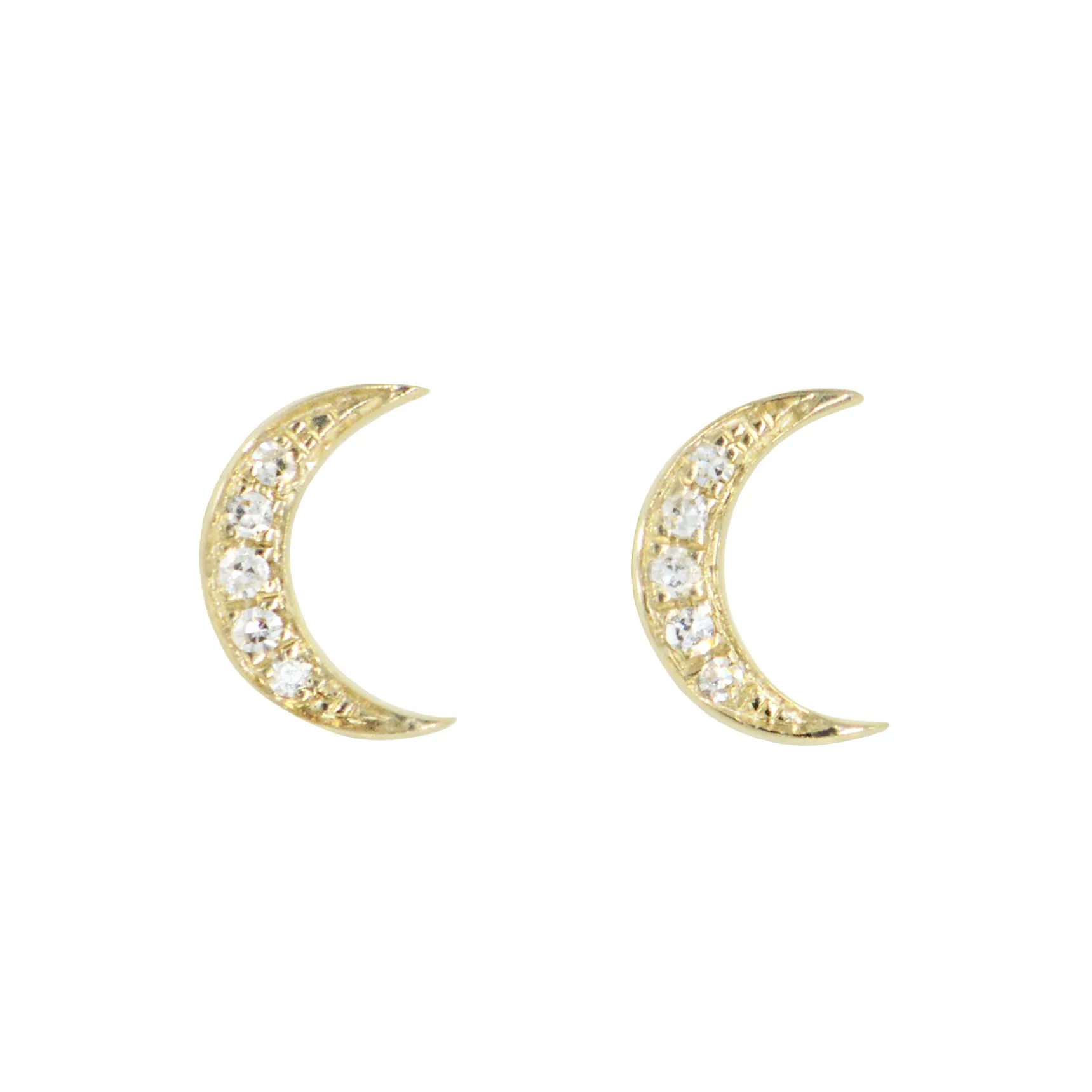 Crescent Moon Diamond Stud Earrings