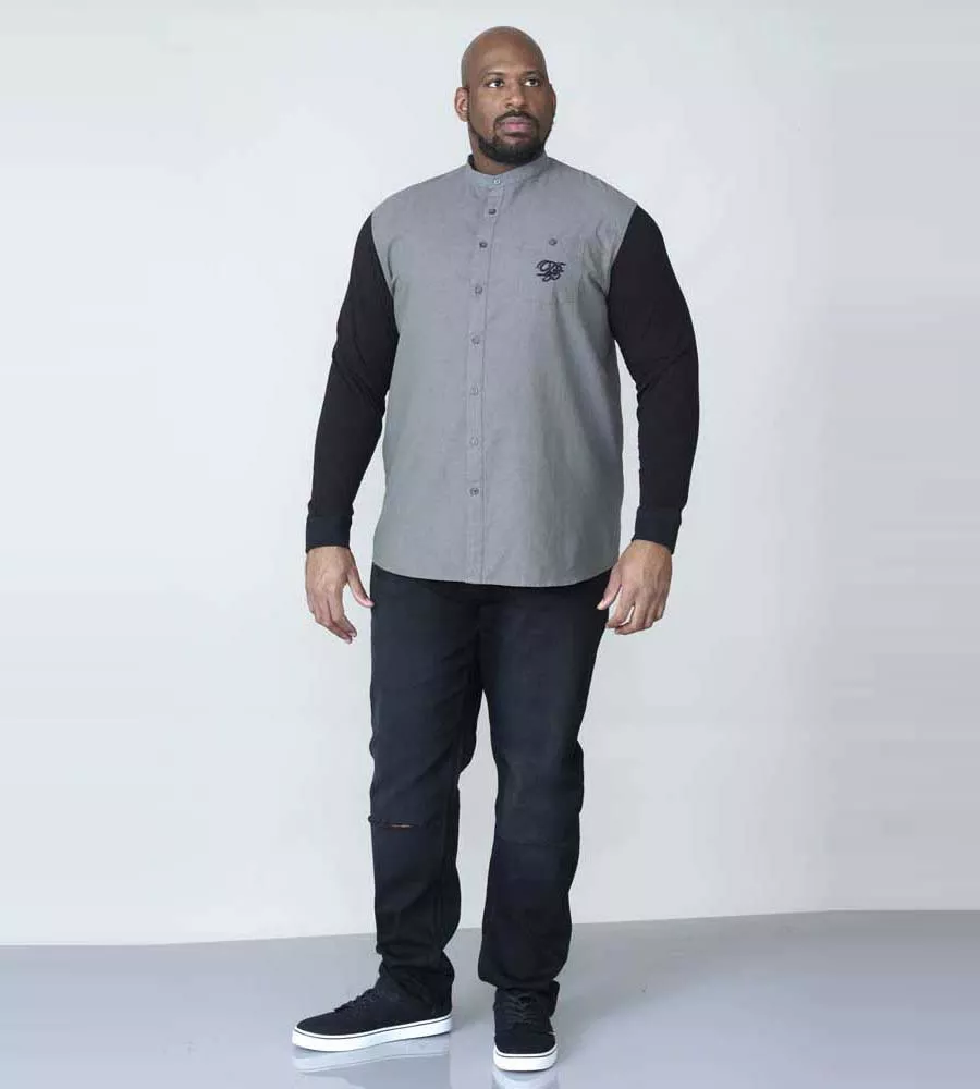 D555 Big Mens Couture Grandad Shirt With Jersey Sleeves (ATKINS)