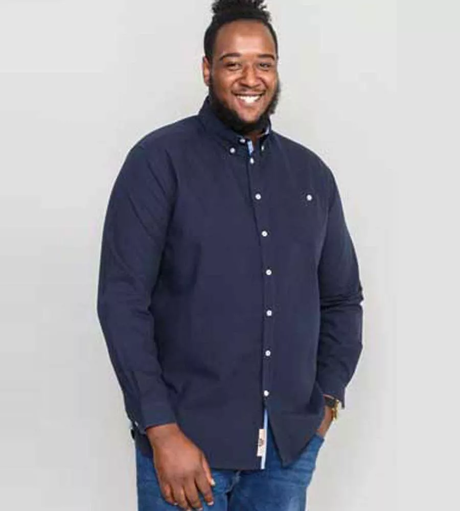 D555 Big  Mens Navy Oxford Shirt With Long Sleeves (COLCHESTER 1)