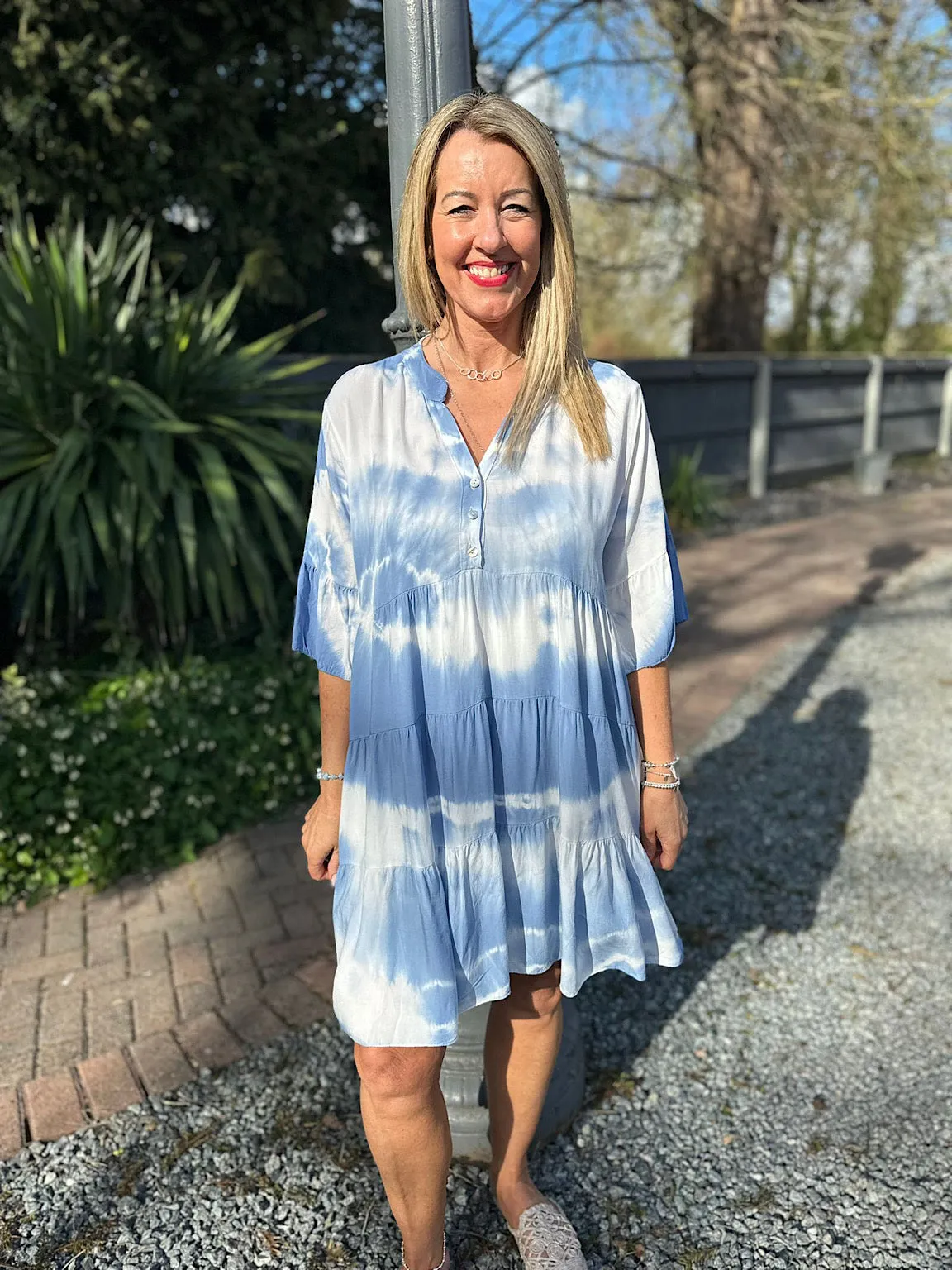 Denim Tie Dye Tiered Tunic Hattie