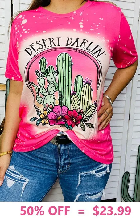 DESERT DARLIN' Pink Cactus graphic tee