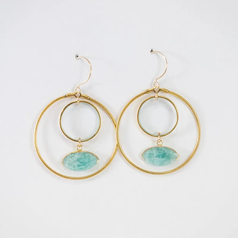 Double Circle Earrings with Amazonite Eyes