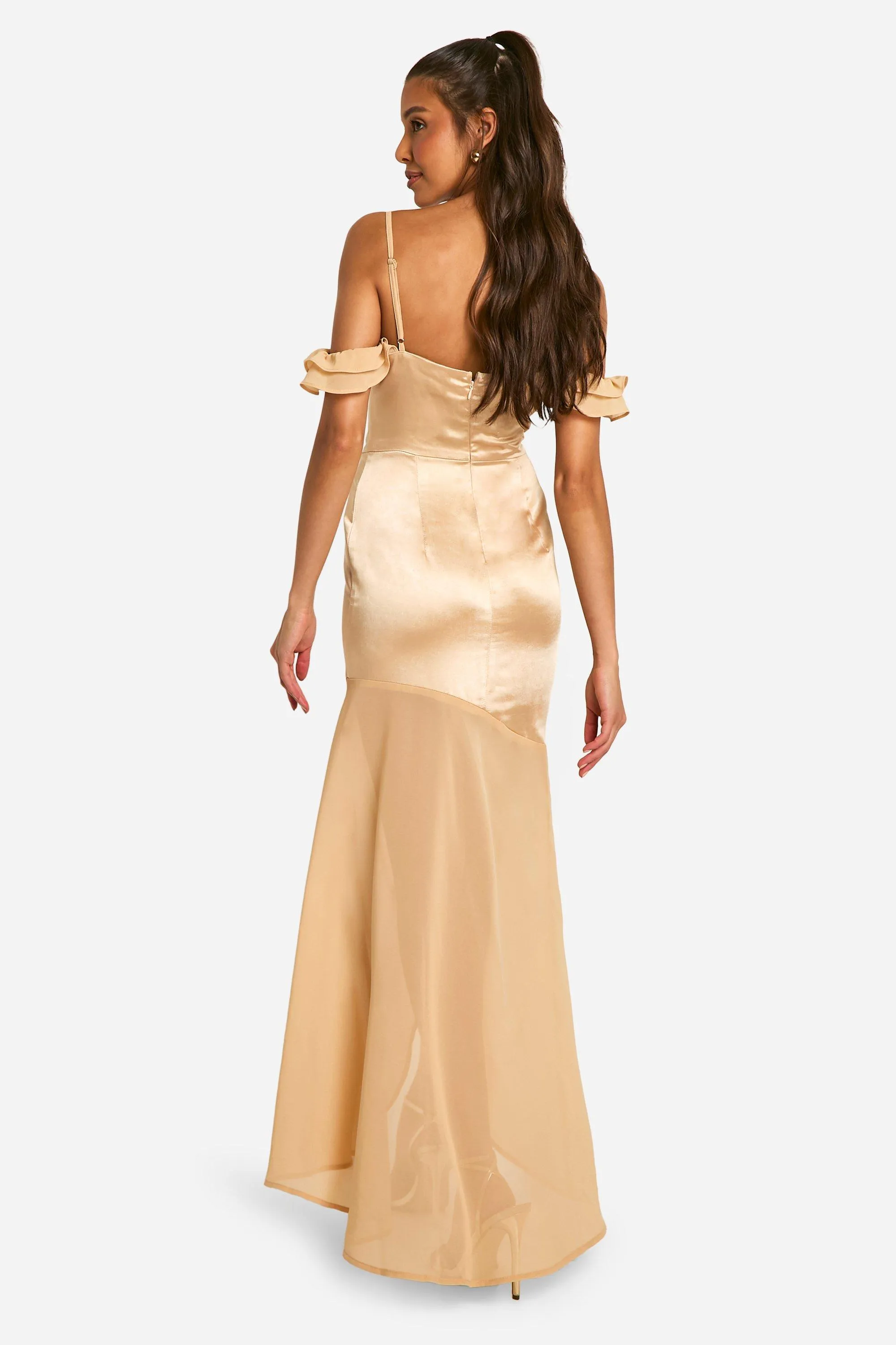 Dresses | Satin Chiffon Mix Corset Drape Maxi Dress | boohoo