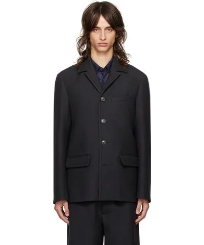 Dries Van Noten Gray Notched Lapel Blazer