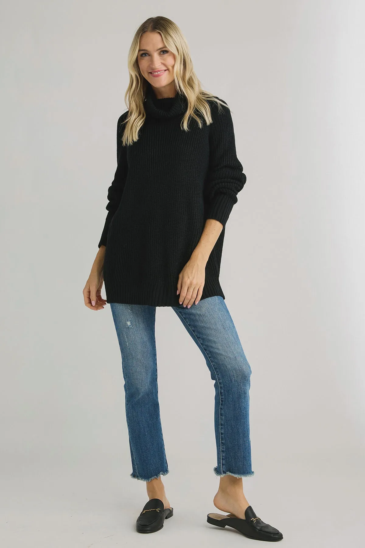 Elan Cut Out Back Turtleneck Sweater