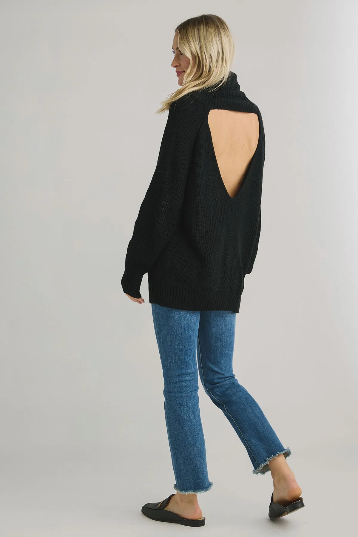 Elan Cut Out Back Turtleneck Sweater