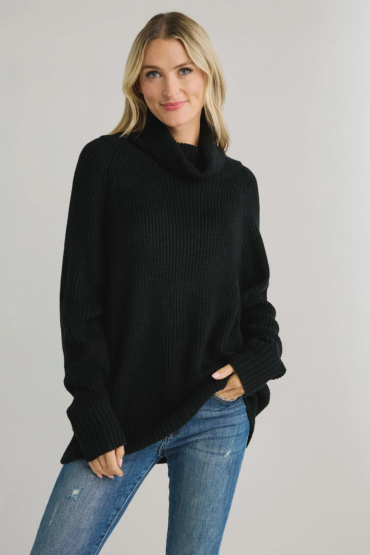 Elan Cut Out Back Turtleneck Sweater