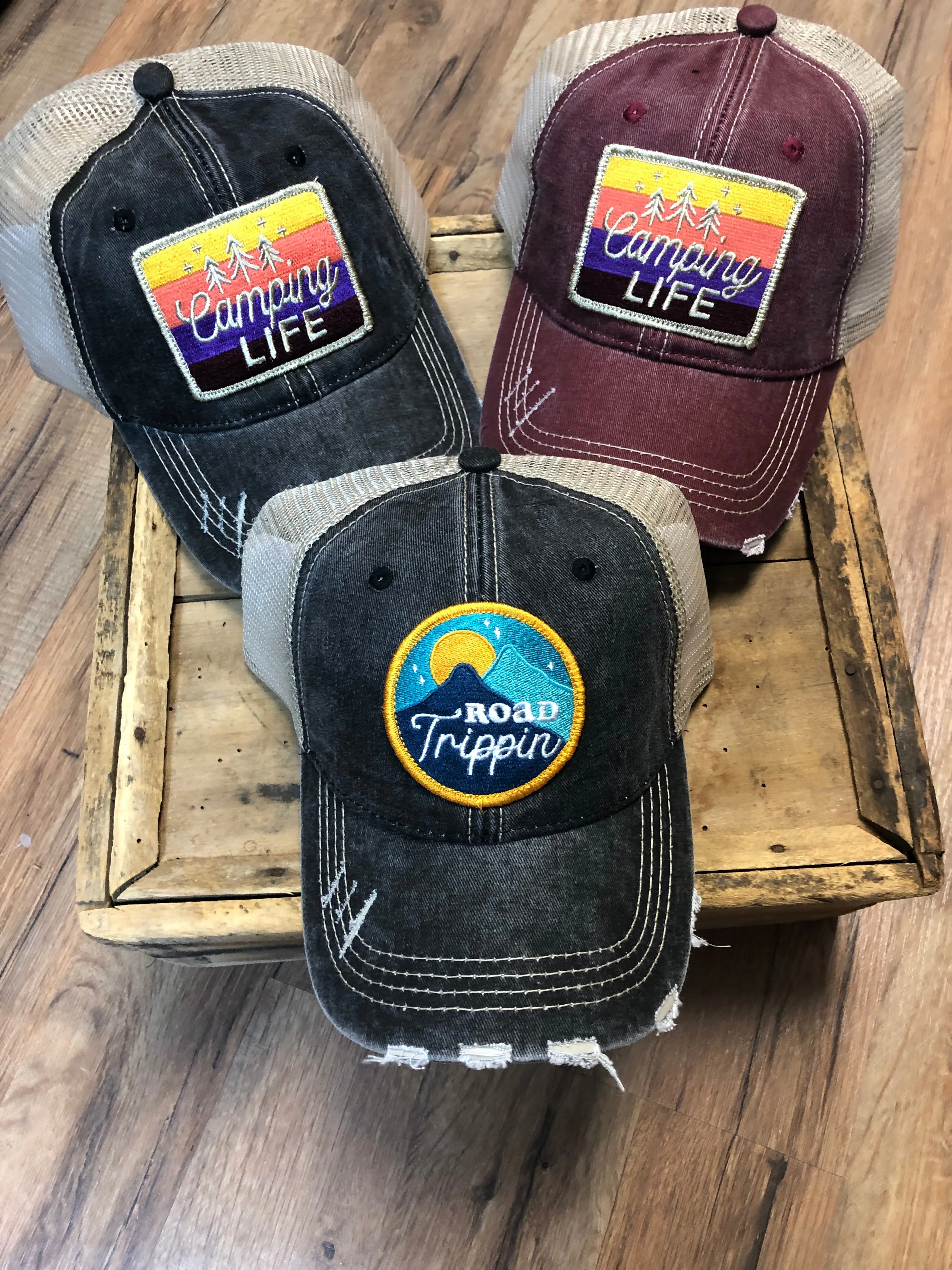 Embroidered Patch Distressed Hats