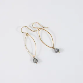 Extra Small Gold-fill Shield Earrings with Rutilzated Quartz