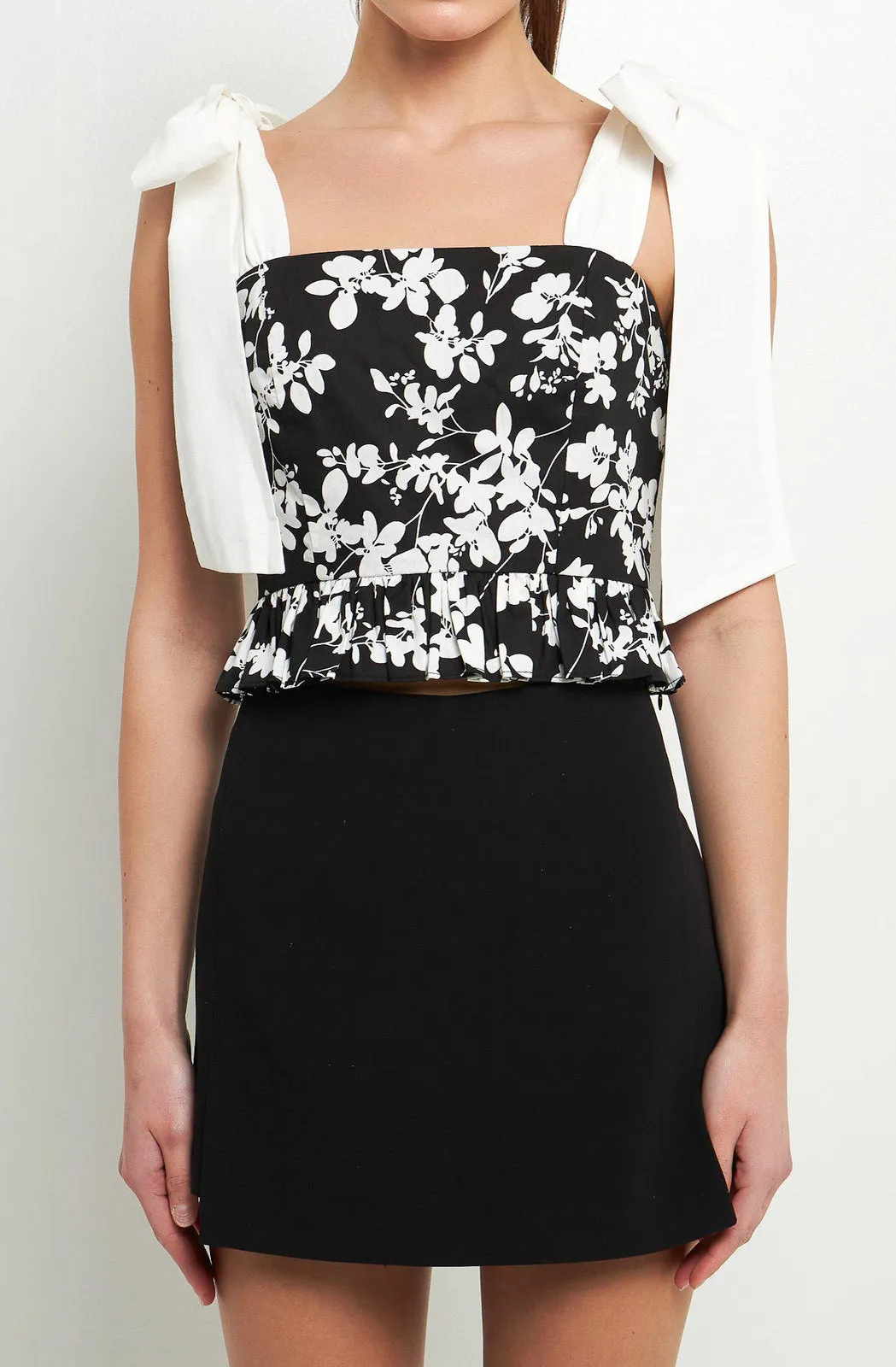 FLORAL MIX TIE TOP