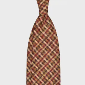 F.Marino Checks Tweed Tie 3 Folds Cherry