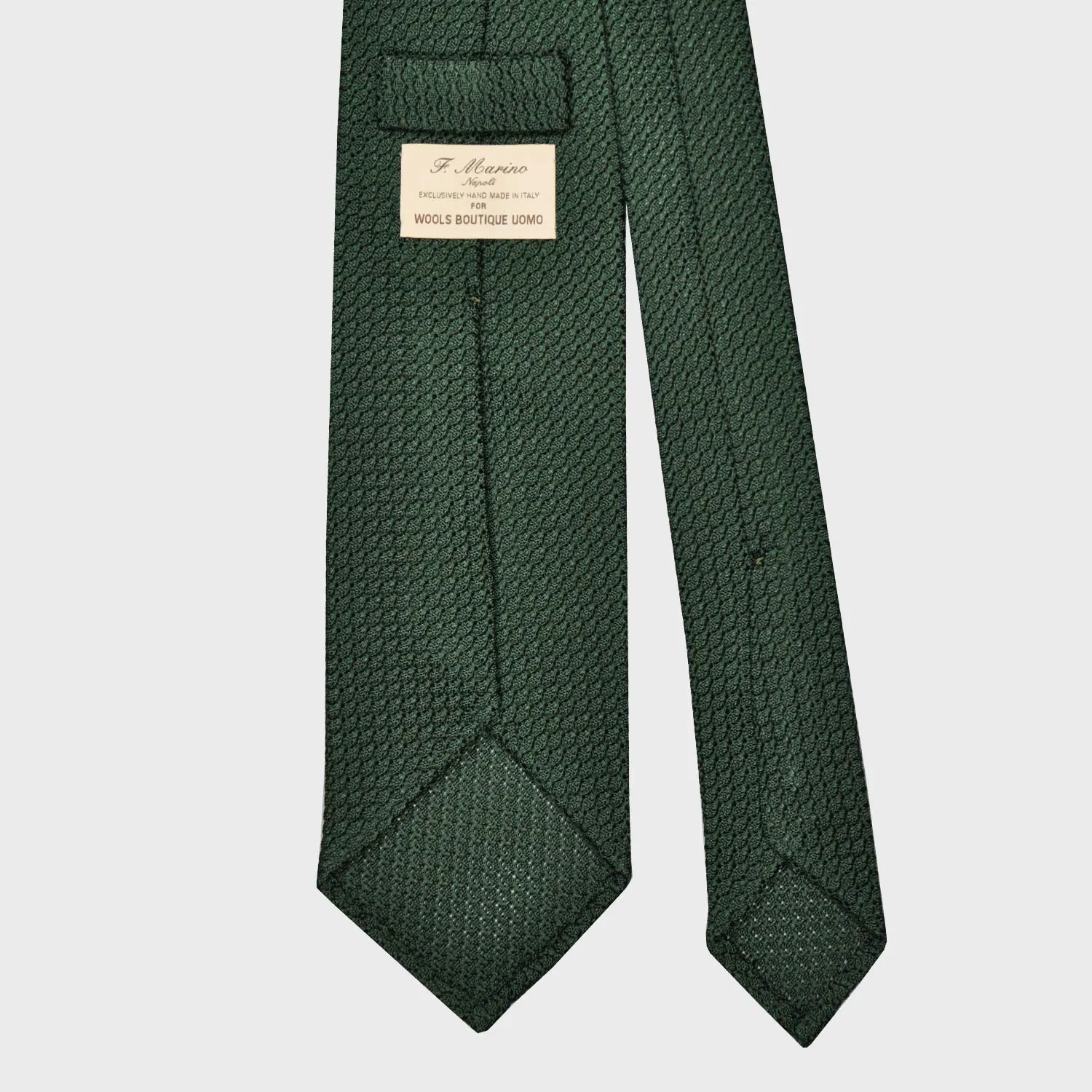 F.Marino Grenadine Silk Tie Chunky Gauze 3 Folds Green Grass