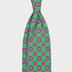 F.Marino Handmade Tie Silk Cotton 3-Fold Medallions Green